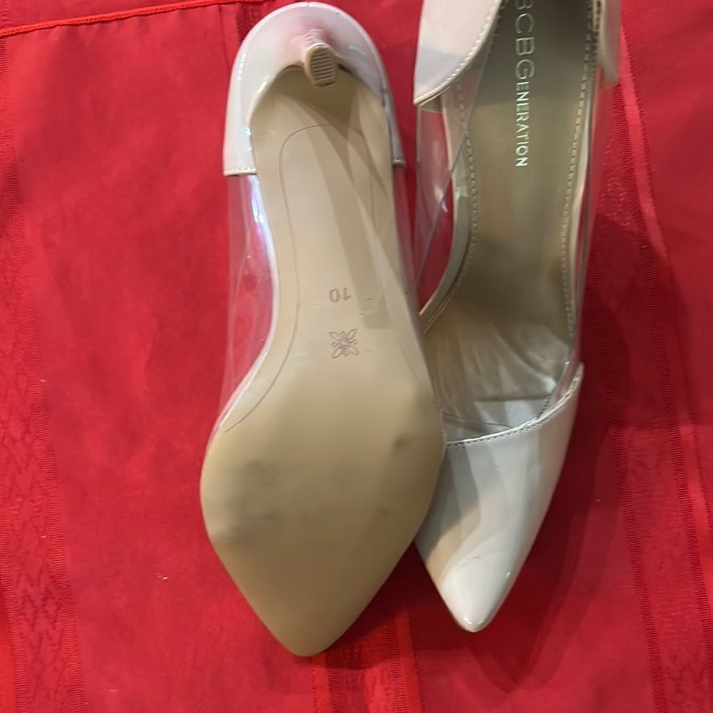 BCBGeneration Taupe Stiletto Heels with Transparent Panels Size 10 - Picture 8 of 10